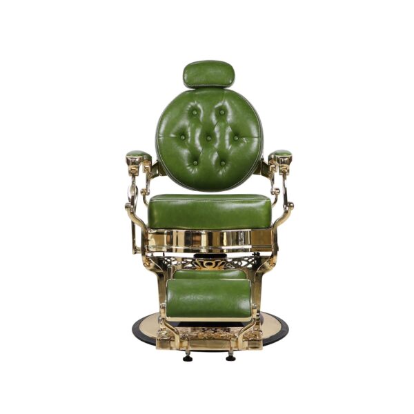 Cosmo Handel Vintage Friseurstuhl in Gold Chrom & Grün